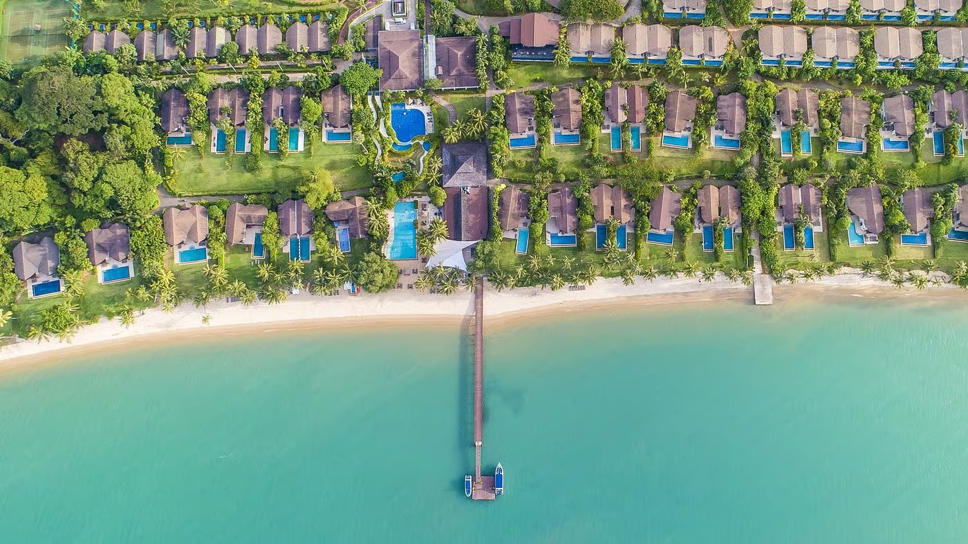 NuYu Retreats beachfront resort viewed from above